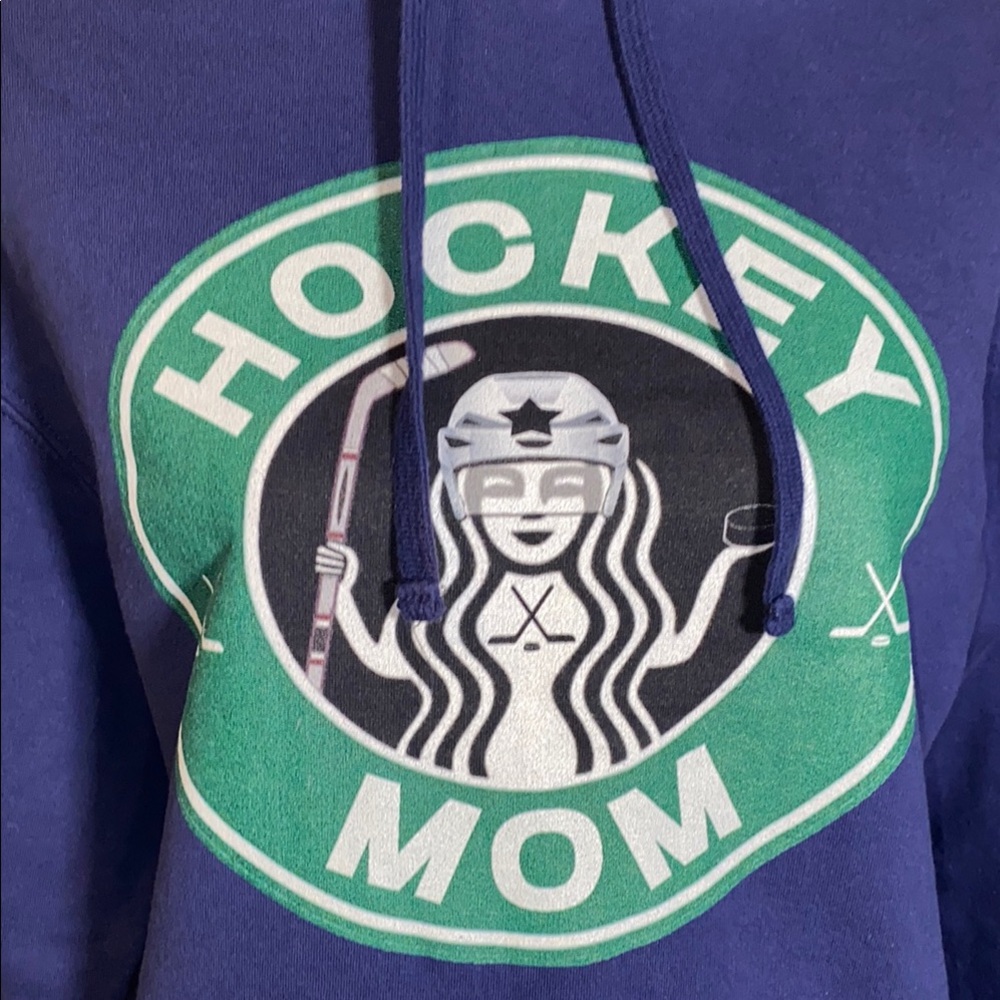 Port & Company “Hockey Mom” Starbucks Graphic Hoodie Size Large - Picture 3 of 9